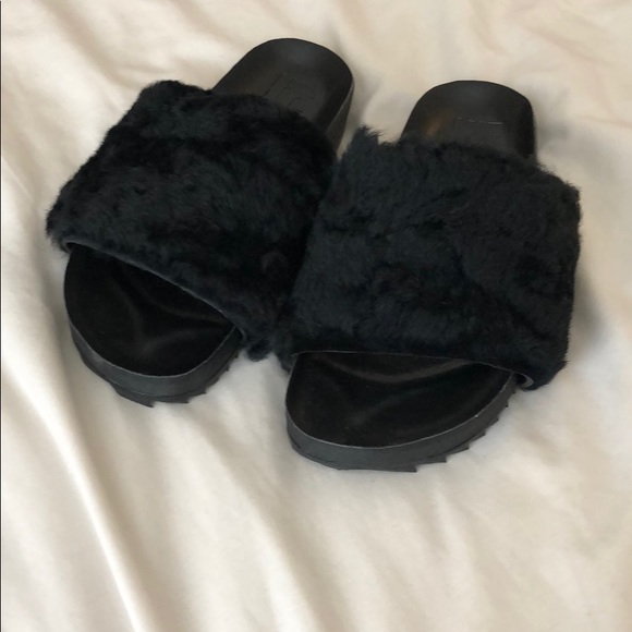 Lust For Life Shoes - Black Fur Slides